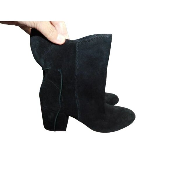 Splendid Size 6.5 Black Drawstring Tie Heel Ankle Boots Suede - Picture 4 of 6